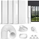 Plusluck Upgraded Portable Air Conditioner Window Vent Kit, With 5.9 Exhaust Hose, 4 Slide Seal Plates, Universal Coupler, Adjustable AC Vent Kit Ducting Universal for Horizontal & Vertical Windows
