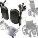 Heavy Duty Wheelchair elevating Leg Rest, w/Calf pad, Aluminum Footplates, Compatible with 22-24" Bariatric Heavy Duty Wheelchair, Transport Chair,Reclining Wheelchair.Universal Parts, (1pr,Black)
