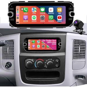 Car Radio for Dodge Ram 2002-2005, Jeep Wrangler 2003-2006, Grand Cherokee 1999-2004, Liberty 2002-2007, Dakota 2001-2004, 6.86inch Touchscreen Stereo Carplay Android Auto Camera Bluetooth GPS WiFi FM