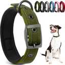 PetiFine Dog Collars for Medium Dogs, Neoprene Padded and Adjustable, Reflective Wide Heavy Duty Pet Collars with Durable Metal Belt Buckle for Walking, Green, M (Medium(14.5"-19"))
