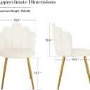 Vanity Chair for Makeup Room - Midcentury Modern Accent Chair for Living Room Bedroom, Makeup Chair with Back Support Velvet Chair with Gold Legs (Cream), 19.7 inches W x 18.5 inches D x 32.6 inches H