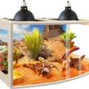 PROLEE Bearded Dragon Tank, Curved Reptile Enclosure with 3-Side Clear Acrylic Panels, Spacious Lizard Tank with Metal Mesh Top and Lockable Door for Reptile Habitat