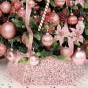 XmasExp Christmas Tree Collar, 33.5 inch Sequin Tree Skirt Stand Base Cover for Home Decor, Large Size 6 Piece, Rose Gold