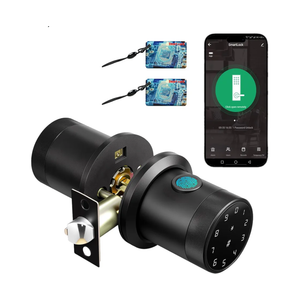 Fingerprint Door Knob, Keyless Entry Smart Door Knob with Touchscreen Keypad, Key FOB, App Control, Auto Lock, Voice Prompts, 300+ User Capacity, Door Lock for Bedroom, Gate, Office, Matte Black