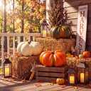 Thyle 3 Pcs Large 7" Artificial Pumpkin Decor 3D Faux Foam Harvest Pumpkins