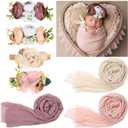 7 Pcs Baby Photoshoot Props Wrap Kit 3 Pieces Newborn Photography Props 4 Pieces Baby Flower Headband Photo Supplies