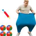 Granny Pants Yard Game, Big Outdoor Party Game, Super Gaint Pants Challenge Games with 4 Bouncy Balls & 1 Pump, Fun Backyard Activity for Adults, Team Relay Family Reunion Field Games Set
