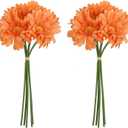 IPOPU 2 Bouquets Gerbera Daisy Artificial Flowers 10PCS Orange Flowers Faux Daisies Real Touch Flowers for Wedding Party Home Table Centerpieces Decoration(Orange)