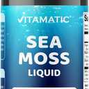 Vitamatic Liquid Organic Irish Sea Moss - Made with Bladderwrack & Burdock Root - 2800 mg per Serving - 2 FL OZ - Seamoss Supplement for Thyroid, Energy, Immune Support