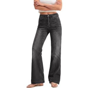 EMMIOL Flare Jeans for Women High Waisted Bootcut Jeans for Women Stretchy Denim Bell Bottom Pants Y2K School Outfits (Black)