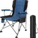 LAMA Folding Camping Chairs for Adults, High Back Directors Chair with Arm Rest, Heavy Duty 330 LBS Capacity Outdoor Camp Chair with Cup Holder for Camping Hiking Sports, Grey
