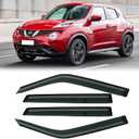 Rain Guards for 2011-2017 Nissan Juke, Out-Channel Window Visor Shields Vent Deflector Shade Wind Dark Smoke 2012 2013 2014 2015 2016 11 12 13 14 15 16 17, Outside-Mount, 4PCS