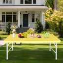 Portable Plastic Folding Table 4ft/6ft/8ft Heavy Duty White Black Picnic Dining Table Fold-in-Half for Camp Party Kitchen Indoor Outdoor