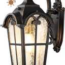 EDISHINE Dusk to Dawn Outdoor Wall Lights, 20.4" Large Size Exterior Lantern Fixture, Porch Lights Wall Mount, Roman Wall Lamp, Waterproof Outside Wall Sconce for Front Door Garage, Black