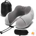 Umerci Travel Pillow, Memory Foam Neck Pillow with 360-Degree Head Support Comfortable Airplane Pillow with Storage Bag Lightweight Traveling Pillow for Sleeping, Car, Train, Bus and Home Use(Gray) (Grey)