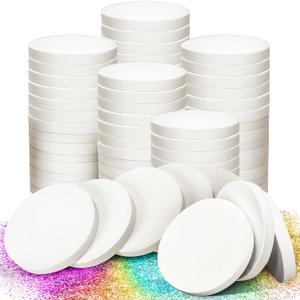 MotBach 60 PCS White Round Makeup Sponge, Cosmetic Sponge Round Foam Pad Eye Facial Powder Puff, Beauty Makeup Foundation Powder Blender for Women Lady All Skin Types Wet and Dry Dual Use (1 Count (Pack of 60))