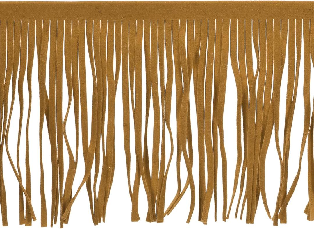 uxcell 2 Yards 8 Inch PU Leather Fringe Trim Double Side Leather Sewing Tassel Fringe for DIY Sewing Dress Crafts Skirt Decoration, Khaki