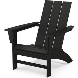 POLYWOOD Modern Adirondack Chair – All-Weather Outdoor Lawn Adirondack Chairs – HDPE, Fade-Resistant & Durable Outdoor Furniture – For Patio, Deck & Fire Pit Chairs – Black, 32.11in. X 29.25in. X 34.66in.