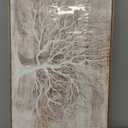 Framed Vintage Tree of Life Wall Art, Neutral Rustic Farmhouse Tree Canvas Painting Print Artwork for Walls, Gray White Beige Modern Abstract Forest Picture for Living Room Bedroom Office Wall Decor (40"L x 20"W)