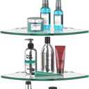 4 Pack Glass Corner Shower Shelf Bathroom Corner Shelves Wall Mounted Tempered Glass Shower Caddy Corner Shelf for Inside Tile Shower Organizer Shampoo Bottle Holder 9.4" R