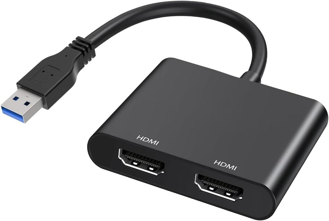 USB to HDMI Adapter for 2 Monitors, USB 3.0 to Dual HDMI Adapter 1920 * 1080P@60HZ Full HD Audio Video Graphics Converter Compatible with Windows