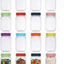 novelinks 16 oz Plastic Mason Jars with Colorful Lids, Leakproof 16oz Clear Plastic Jars with Lids, Reusable Storage Containers for Household Use (16 Pack)