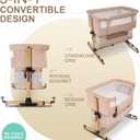 Baby Girl Bassinet, 3 in 1 Bedside Bassinet for Baby, Rocking Bassinet with Mattress and Mosquito Net, 5-Height Adjustable, Breathable Mesh, Easy Assemble Crib for Newborn, Pink, Twin