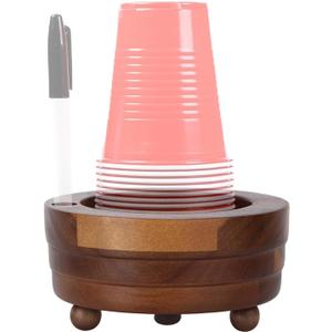 Wooden Cup Holder with Marker Slot, Acacia Wood Paper Cup Dispenser Rustic Storage Organizer for Parties Kitchen Bathroom Housewarming Gift