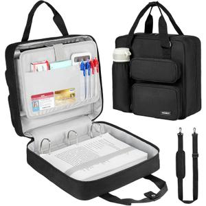 Zipper Binder 3 Ring, 700 Sheets Capacity, Binder 3 Inch with Shoulder Strap Fits 13 Inch Laptop for School and Office,Black