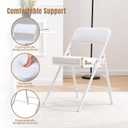 Padded Folding Chair Indoor Metal Frame Foldable Chair White, 18.1 x 20.8 x 29.1 inches