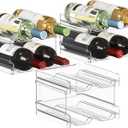 Lifewit Plastic Stackable Wine Rack for Refrigerator, Cabinet, Countertop,Wine Bottle Holder, Water Bottle Organizer for Fridge, Pantry, Hold 12 Bottles (Clear)