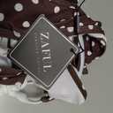 ZAFUL Women's Polka Dot Bikini Set Double Layer Halter Swimsuit Colorblock Side Tie 2 Piece Bathing Suit 0-Brown Polka dots, XL