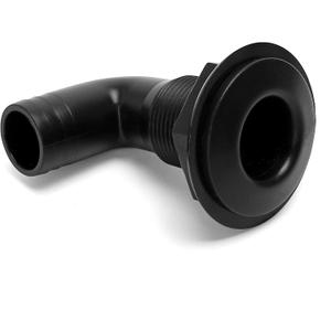 1 inch (25mm) Dia Thru-Hulls Fittings for Boats Hose, 90 Degree Bilge Pump Through Hulls, Water Scupper Drain in Marine Plastic (1PC, Black)