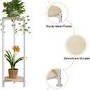 Plant Stand Indoor Corner Tall 2 Tier Metal Modern Flower Storage Plant Shelf Holder for Living Room Balcony Garden,White (2 Tier-White Round)