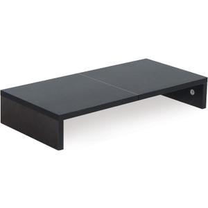 TEAMIX 20 Inch Monitor Stand Riser, Black Desktop Stand for PC/TV/Laptop/Printer, Wood Monitor Riser with Storage, Computer Stand Keyboard Organizer