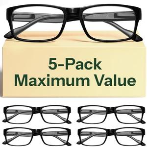 Gaoye Professional Reading Glasses for All Day - Computer Readers with Blue Light Protection - Value Pack 5
