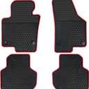 Car Floor Mats Custom Fit for Volkswagen VW Jetta 2010-2018 Sedan Black Red Rubber Auto Liner Mats All Weather Protection Heavy Duty Odorless