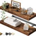 QEEIG Bathroom Floating Shelves for Wall - 15.7" Wall Mounted Shelf Over Toilet Farmhouse Home Decor Display Bookshelf Small 15.7 x 6.7 inch Set of 2, Rustic Brown (008-40BN)