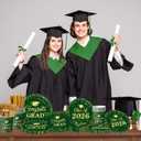 Graduation Plates and Napkins, Green and Gold Graduation Decorations 2026 Tableware Class Of 2026 Grad Paper Plates and Napkins for Congrats Grad Party Decorations
