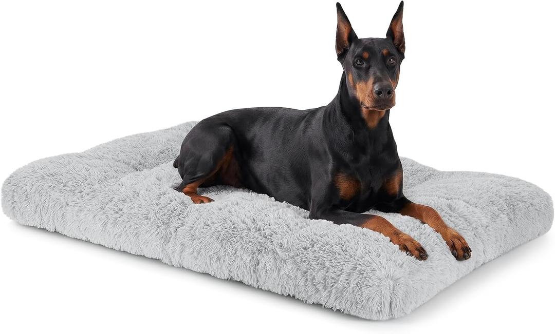 JOEJOY Large Dog Crate Pad, Fluffy Plush Washable Kennel Mat, 47" x 29"