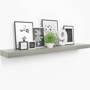 Ballucci Floating Shelf, 36" Wood Wall Shelf with Invisible Brackets for Bathroom, Living Room, Bedroom, Kitchen, Nursery, 6" Deep, Rustic Gray (36" - 1 Piece, Grey)