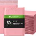 Quality Park Bubble Mailers, 6 x 9, Pink Poly Mailers, Padded Envelopes, Shipping Bags, Water Resistant, Self Seal, 50 Per Box (QUA85907)