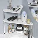 Weenson Bathroom Counter Organizer Over Sink for Toiletries Makeup, Kitchen Countertop Organizer Spice Rack for Salt, 2-Tier Corner Counter Shelf for Coffee Area Storage Dresser Table Bamboo