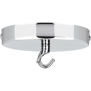 Helunsi Ceiling Canopy Kit, Silver Chandelier Pendant Light Canopy Kit, 4-3/4 Inch Ceiling Light Cover Plate with DIY Lamp Hook, Hanging Lamp Fixture Plate Base - Rated 20lbs (pack of 1)