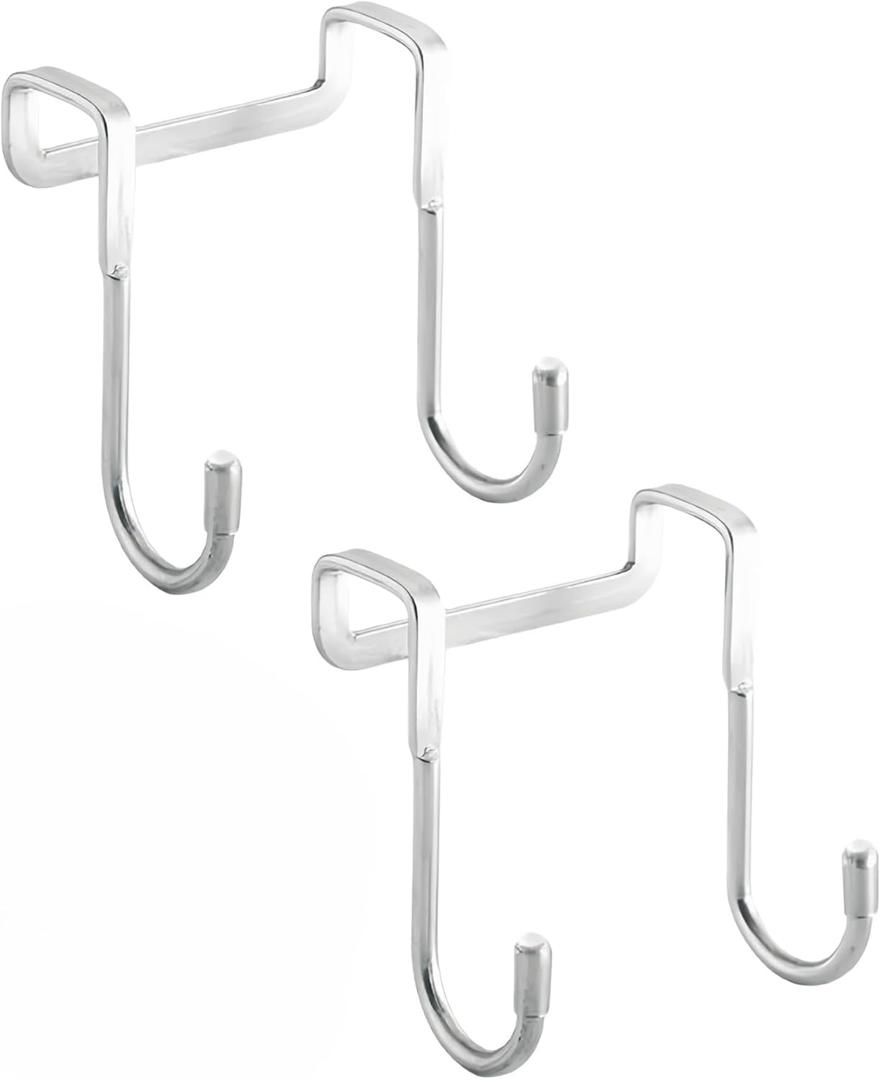 Over Cabinet Door Hook & Wardrobe Door Hook, Stainless Steel Hanging Hooks for Towels, Bags, Clothes  Bathroom Door Hooks for Towels, Kitchen Cabinet Hooks, Wardrobe Hooks, Dorm Room Hangers (2PCS)