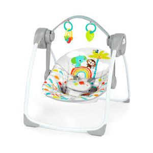 Bright Starts Playful Paradise Portable Compact Automatic Baby Swing with Music, Unisex, Newborn +
