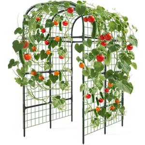 Metal Garden Arch Trellis, 7.3Ft Black for Raised Beds, Plant Support for Cucumbers & Climbing Vegetables