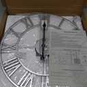 LEIKE 16" Modern Large Wall Clocks,Vintage, Round,Silent Non Ticking,Battery Operated,Silver Metal Roman Numerals Clock for Living Room/Bedroom/Kitchen Decor