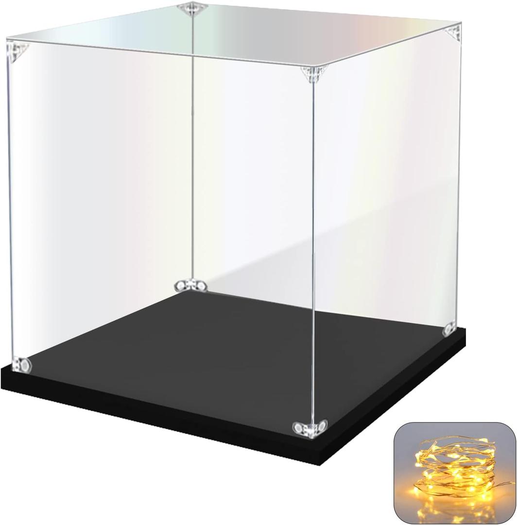 Acrylic Display Case for Collectibles Assemble Clear Acrylic Display Box for Lego Alternative Glass Case for Showcasing Figures Doll Toys Home Storage(10x10x10 inch, 25x25x25 cm)