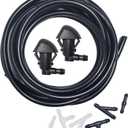 Front Windshield Washer Nozzles Kit for Honda Pilot 2009 2010 2011 2012 2013 2014 2015 76810-SZA-A01ZA Wiper Spray Washer Jet with 3M Fluid Hose & 6 Connectors
